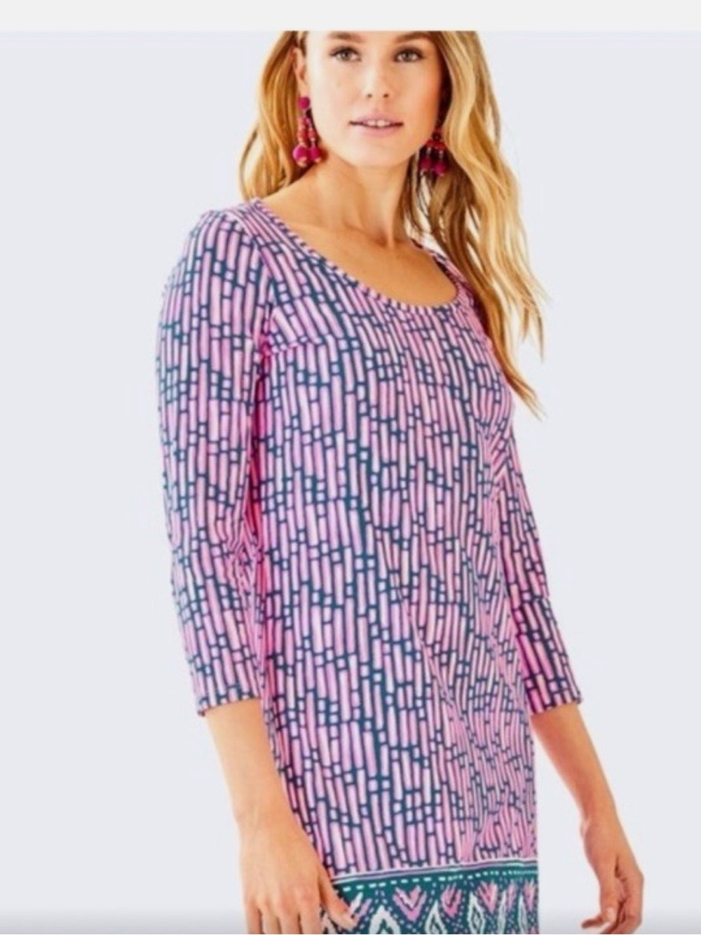 Lilly Pulitzer Pink and Navy Patterned Shift Dress